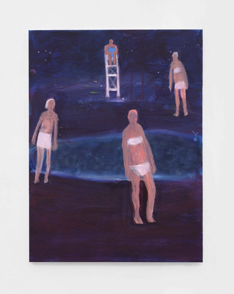 <I>Swimmers and Their Lifeguard</I>, 2021
</br>
acrylic on canvas</br>
101,6 x 76,2 cm / 40 x 30 in