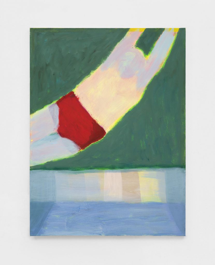 <I>Diver Red Suit</I>, 2021
</br>
acrylic on canvas</br>
121,9 x 91,4 cm / 48 x 36 in