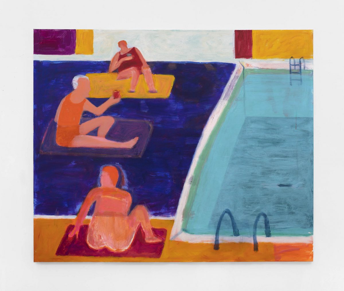<I>Drinks by the Pool</I>, 2021
</br>
acrylic on canvas</br>
152,4 x 182,8 cm / 60 x 72 in