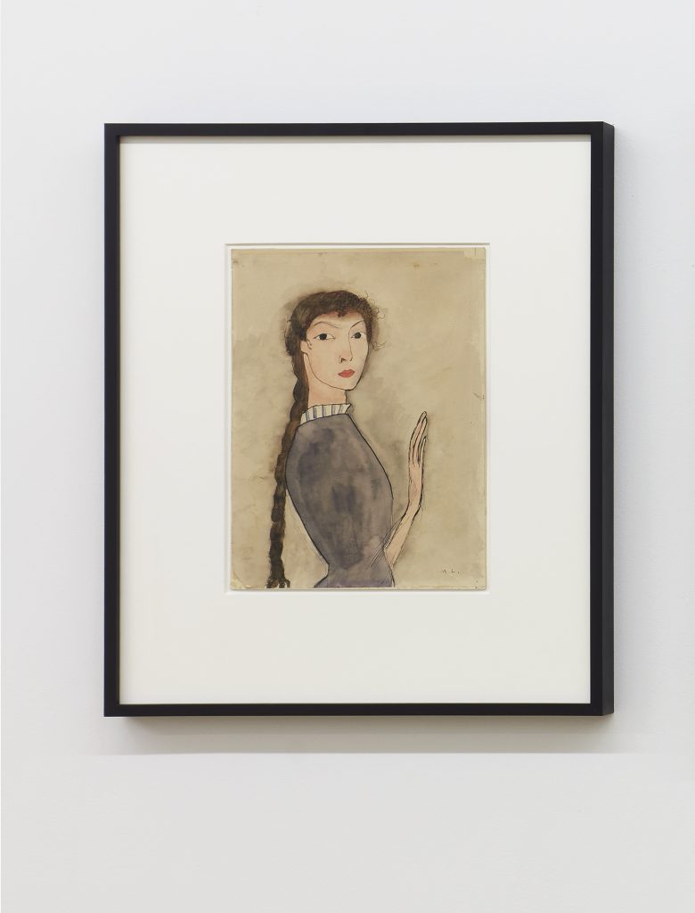Marie Laurencin, <I>Untitled (Self-portrait)</I>, 1908-10
</br>
ink and watercolor on paper</br>
26 x 21 cm / 10.2 x 8.2 in (unframed)