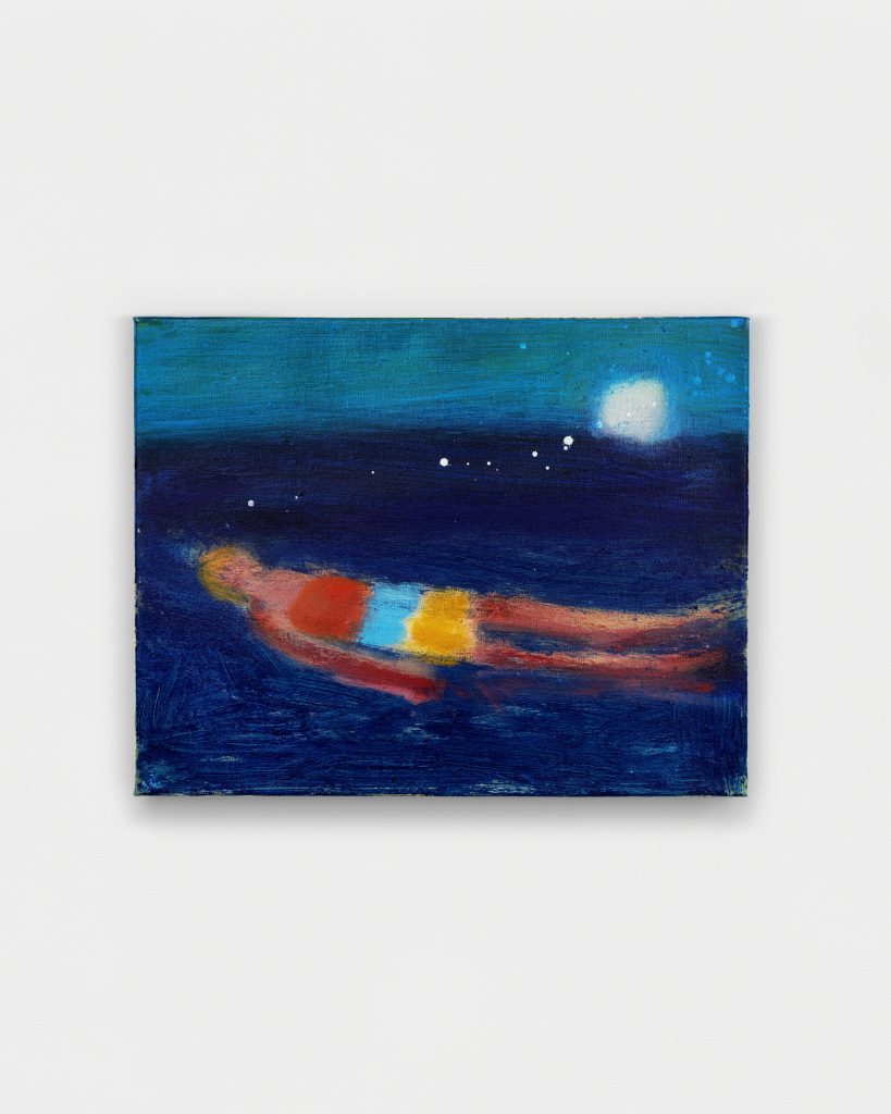 <i>Flight Over Swimmers</i>, 2025 </br>
acrylic on canvas</br>
152,5 x 122 cm / 60 x 48 in>