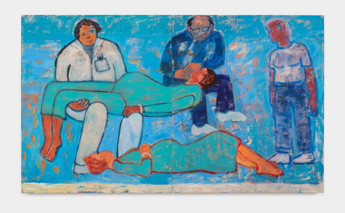 <i>Waiting Room Blue</I>, 2023
</br>
acrylic on canvas, diptych: 203 x 345 cm / 80 x 136 in
>