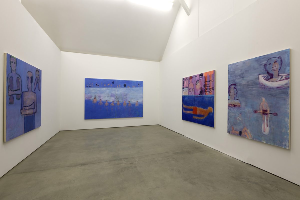 <I>katherine bradford: philosophers' clambake</i>, 2021
</br> installation view, Hall Art Foundation, Reading>
