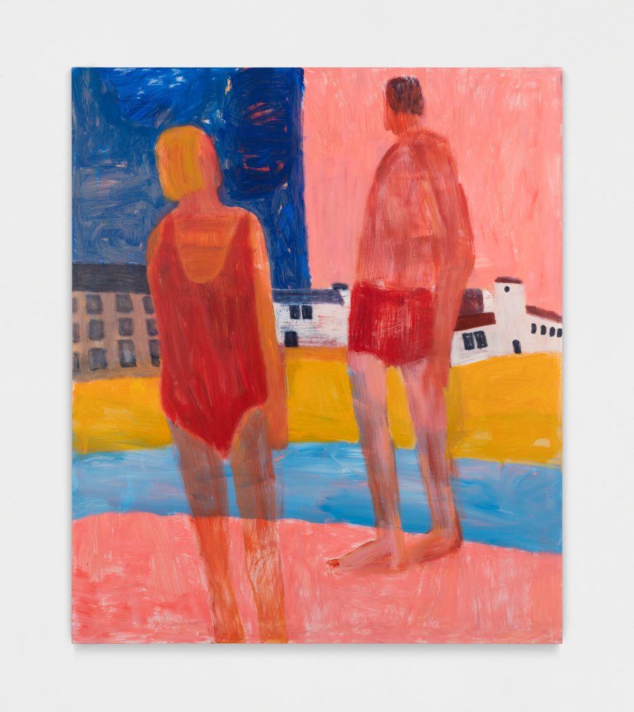 <i> Swimmers by the Town </I>, 2004</br>
acrylic on canvas</br>
203 x 172,5 cm / 80 x 68 in>
