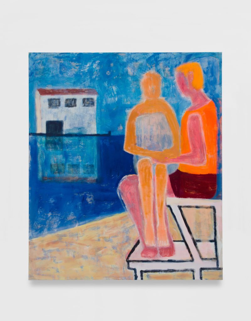 <i> Lifeguard with Lap Sitter </i>, 2023 </br> acrylic on canvas </br> 203 x 172.5 cm / 80 x 68 in
>