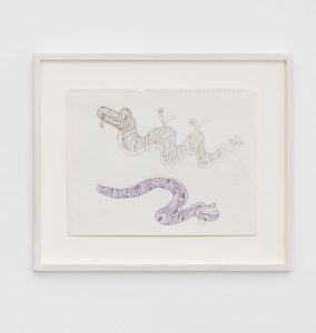Magdalena Suarez Frimkess, <I>Untitled</I>, 2021
</br>
marker and glitter pen on paper</br>
22 x 28 cm / 8.5 x 11 in (unframed)</br>
32 x 38,5 x 4 cm / 12.5 x 15 x 1.5 in (framed)