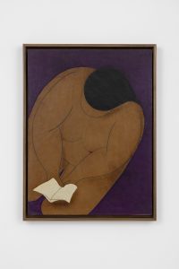 <i>Reading Nude</i>, 1980 </br>
leather and acrylic on panel</br>
65 x 49 x 4 cm / 25.5 x 19.2 x 1.5 in