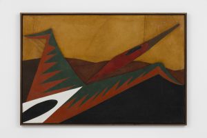 <i>Untitled</i>, 1976 </br>
leather and acrylic on panel</br>
82,9 x 120,3 x 2,5 cm / 32.6 x 47.3 x 1 in