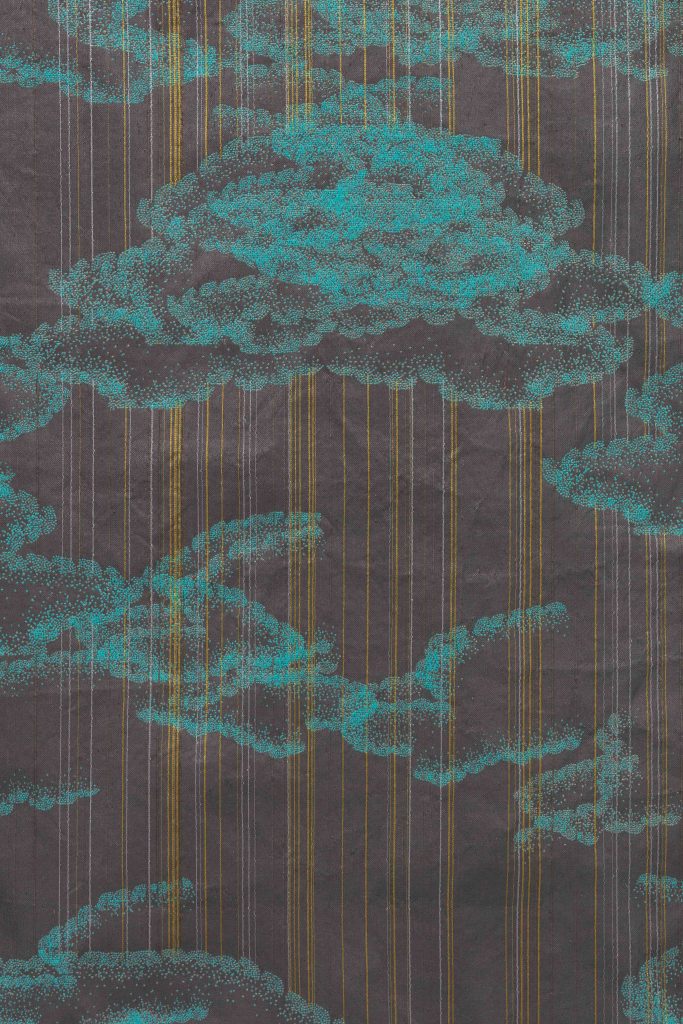 <i>Kinked rain / gold</i>, 2022 </br>
cotton, polyester, and Lurex</br>
(detail)>