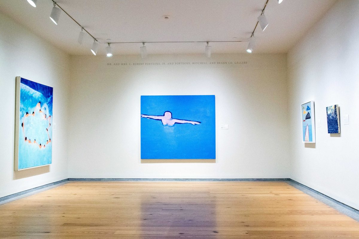 <i>Flying Woman: The Paintings of Katherine Bradford</i>, 2022
</br> installation view, Portland Museum of Art, Portland>