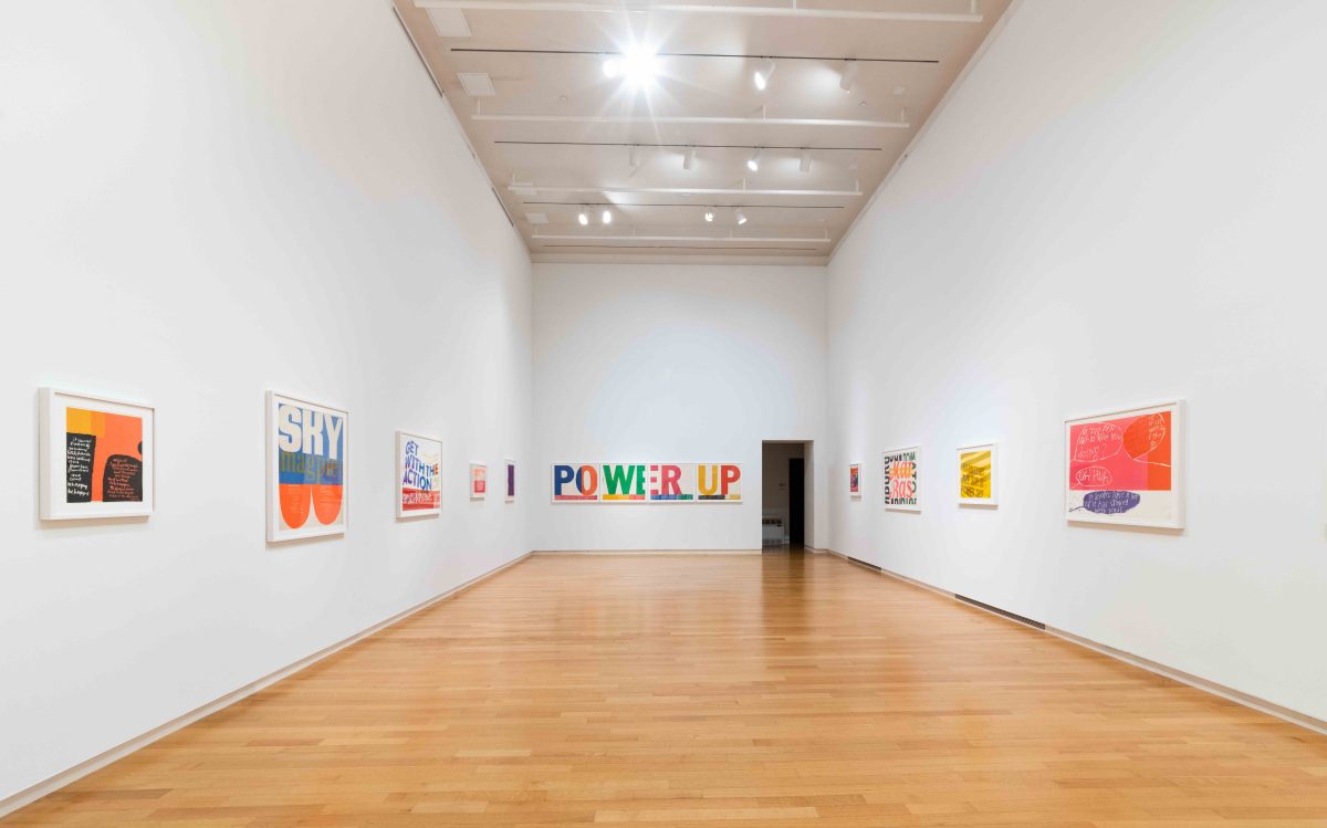 <i>WE CARE: WORKS BY CORITA KENT</i>, 2022
</br> installation view, Silber Art Gallery | Goucher College, Baltimore