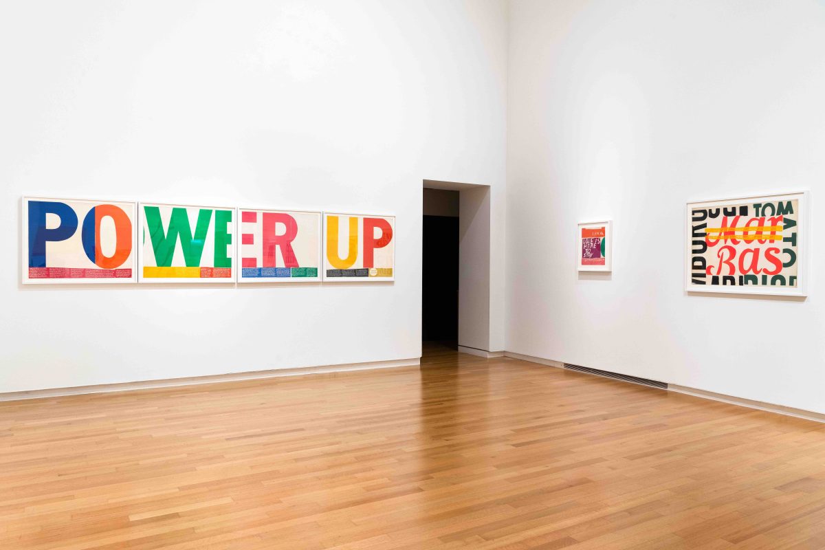 <i>WE CARE: WORKS BY CORITA KENT</i>, 2022
</br> installation view, Silber Art Gallery | Goucher College, Baltimore