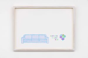 <i>I Am Going To Sleep Now (design for wall painting and mixed media)</i>, 1995-2022</br>colour pencil on paper</br>
33,4 x 46 cm / 13.1 x 18.1 in