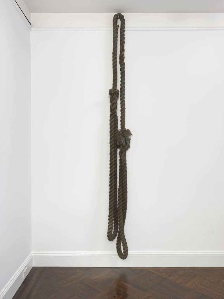 Françoise Grossen, <i>From the Sea</i>, 1970</br>rope, plastic</br>
281,9 x 25,4 x 20,3 cm / 111 x 10 x 8 in