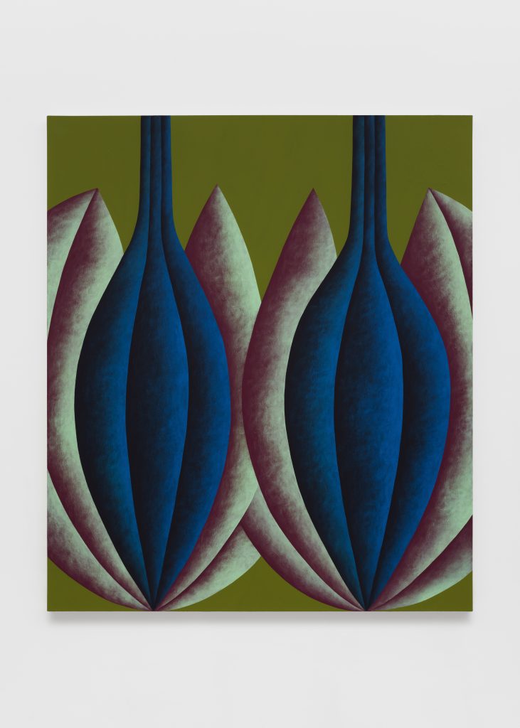Corydon Cowansage, <i>Cocoons (Green, Maroon, Blue)</i>, 2023</br>acrylic on canvas </br>
177,8 x 152,4 cm / 70 x 60 in
