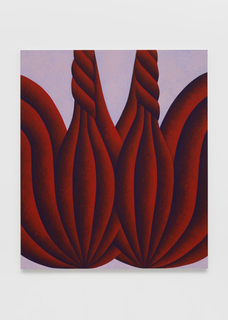 Corydon Cowansage, <i>Cocoons (Red)</i>, 2023</br>acrylic on canvas </br>
177,8 x 152,4 cm / 70 x 60 in