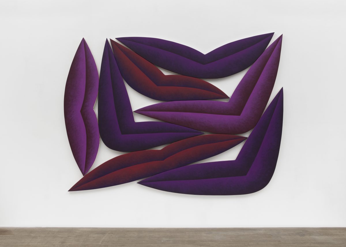 Corydon Cowansage, <i>Purples</i>, 2023</br> acrylic on canvas over shaped stretchers </br>
177,8 x 243,8 cm / 70 x 96 in>