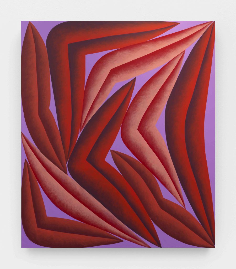 Corydon Cowansage, <i>Red, Peach, Purple</i>, 2022</br> acrylic on canvas</br>
177,8 x 152,4 cm / 70 x 60 in>
