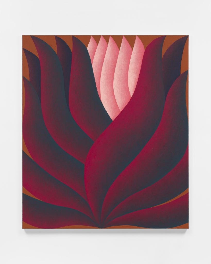 <i> Budding (Red, Peach, Orange)</I>, 2025</br>acrylic on paper</br>
177,8 x 152,4 cm / 70 x 60 in>