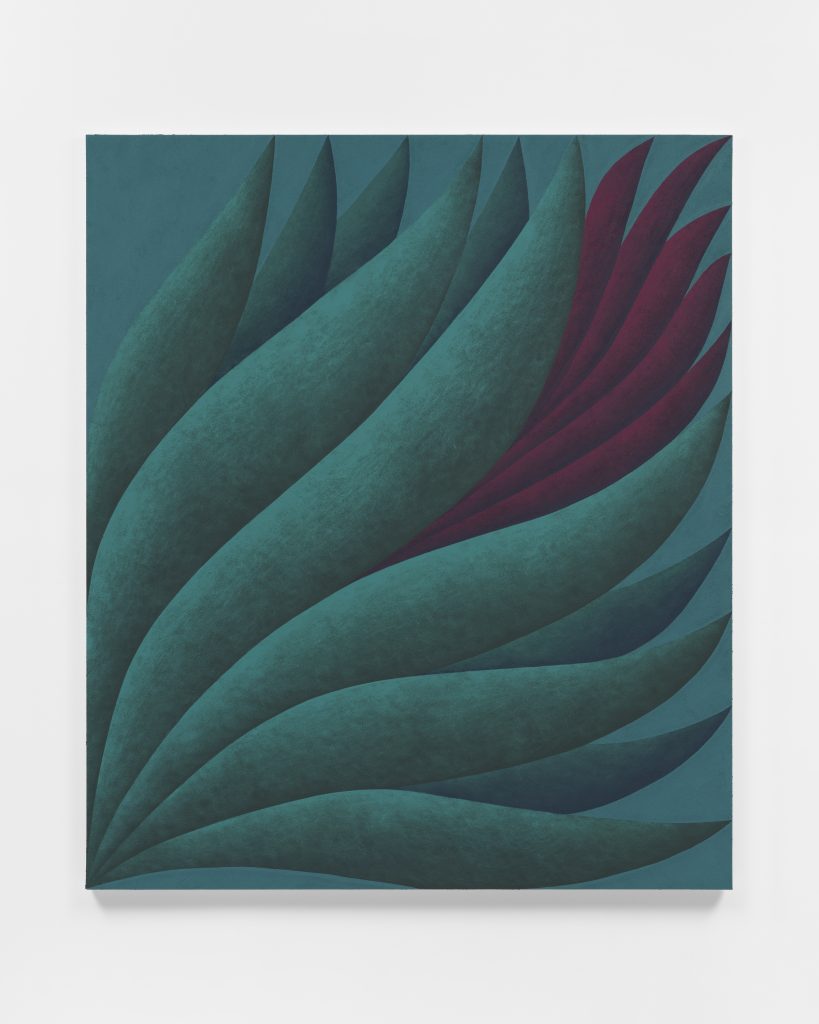 <i>Budding (Green and Magenta)</I>, 2025</br>acrylic on paper</br>
177,8 x 152,4 cm / 70 x 60 in>