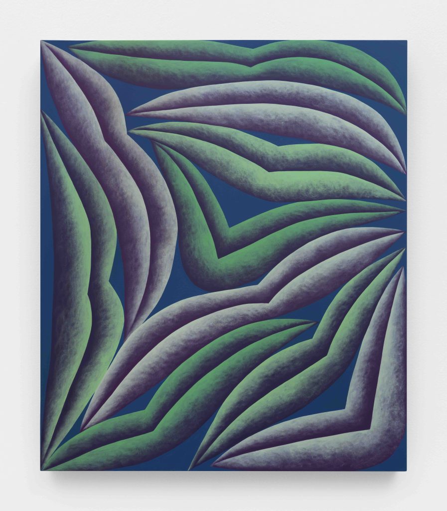 Corydon Cowansage, <i> Green, Purple, Blue </i>, 2022 </br>acrylic on canvas </br> 177,8 x 152,4 cm / 70 × 60 in>