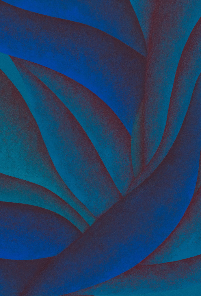 <i>Budding (Blues)</i>, 2025</br>
acrylic on canvas</br>
detail>