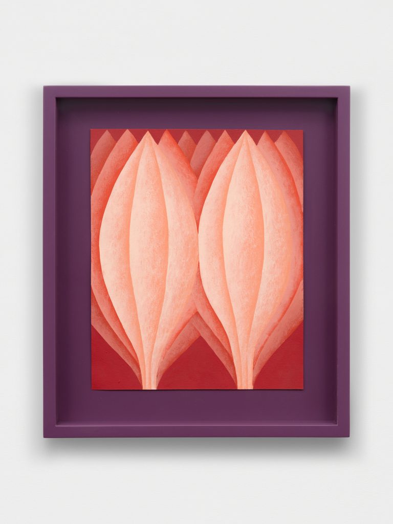 <i> Cocoons (Reds)</I>, 2025</br>
acrylic on canvas</br>
37 x 32 x 4 cm / 14.6 x 12.6 x 1.6 in>