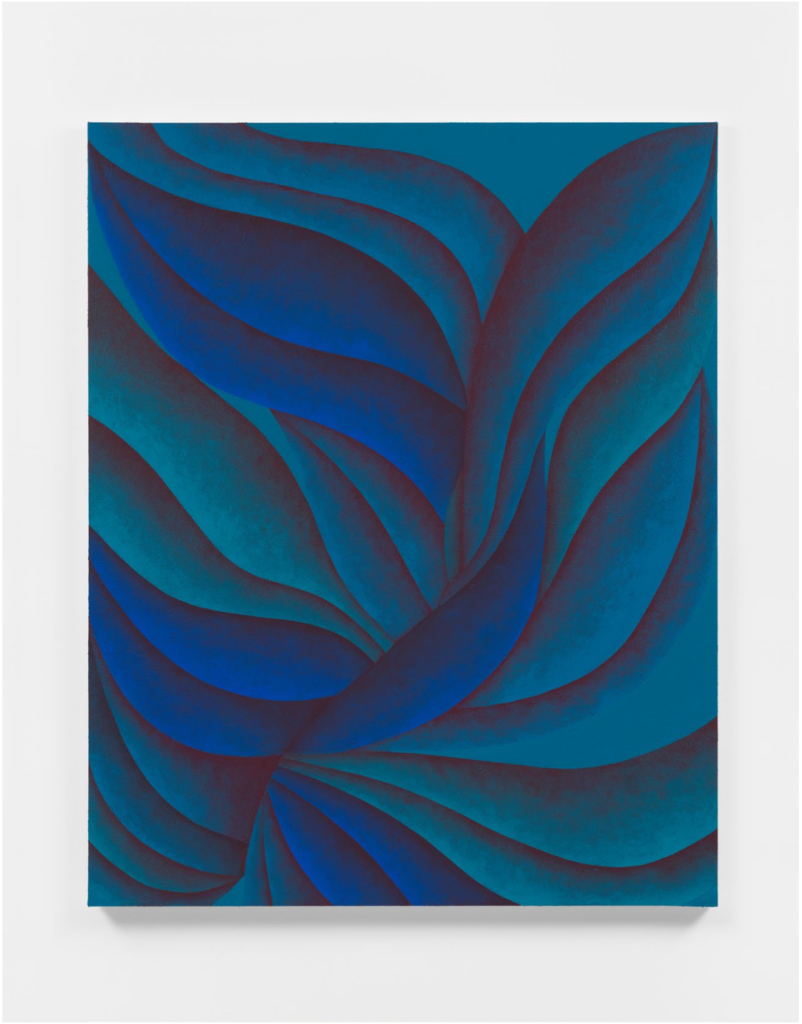 <i>Budding (Blues)</i>, 2025</br>
acrylic on canvas</br>
152,5 x 122 cm / 60 x 48 in>