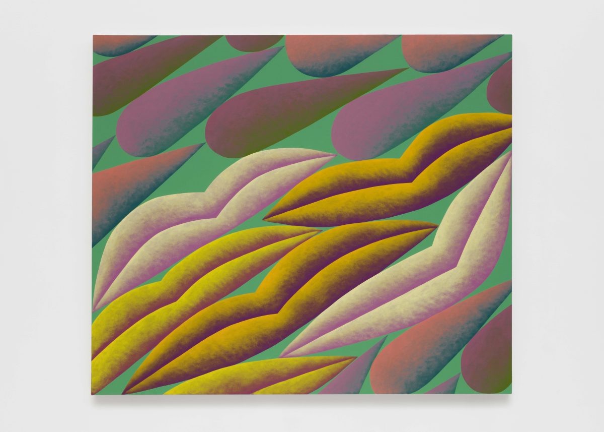 Corydon Cowansage, <i>Drops (Purple, Yellow, Green)</i>, 2023</br> acrylic on canvas</br>
152,4 x 177,8 cm / 60 x 70 in>