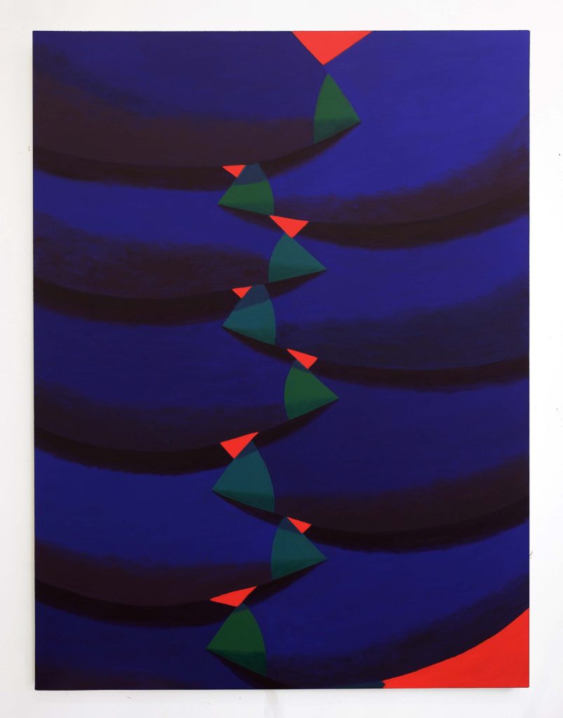 Corydon Cowansage, <i>Red and Blue</i>, 2020</br> acrylic on canvas</br> 76,2 x 101,6 cm / 30 x 40 in>