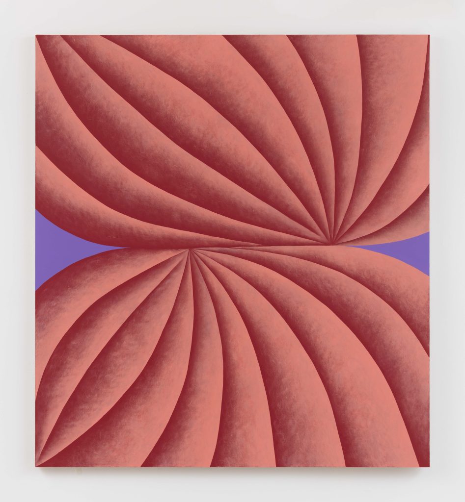 Corydon Cowansage, <i>Twist, Peach, Red, Purple</i>, 2022</br> acrylic on canvas</br> 167,6 x 152,4 cm / 66 x 60 in>