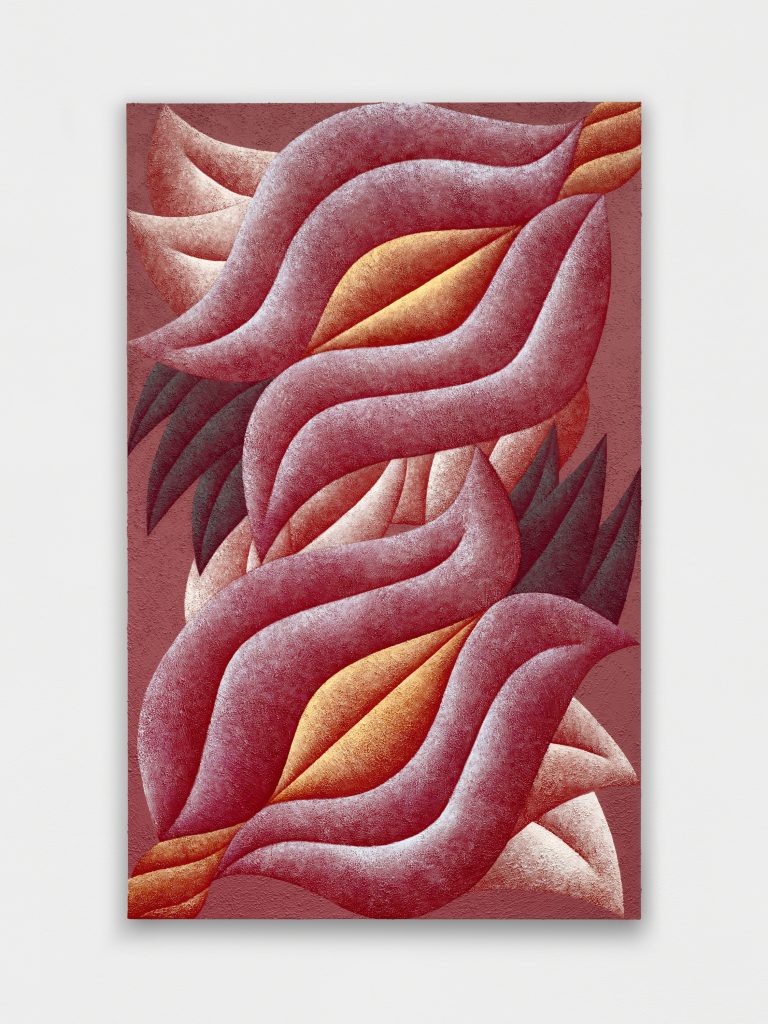 <i>Anthesis (Red and Pink)</I>, 2025</br>
acrylic on canvas</br>
203 x 127 cm / 80 x 50 in>