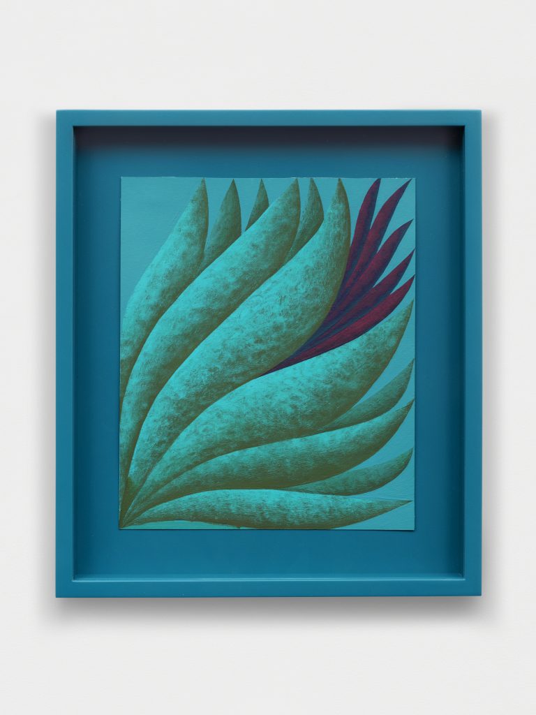 <i>Budding (Green and Magenta)</I>, 2025</br>acrylic on paper</br>
37 x 32 x 4 cm/ 14.6 x 12.6 x 1.6 in>