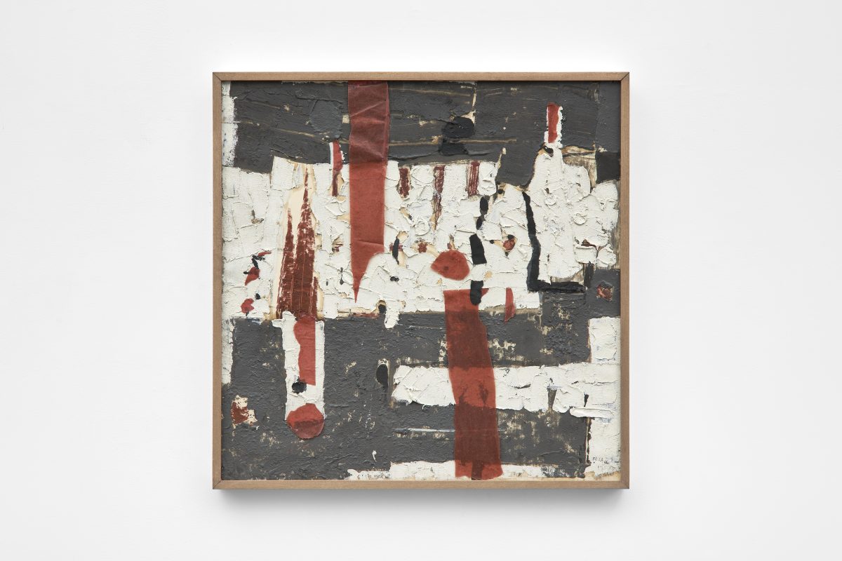 Bice Lazzari, <i> Collage no. 1</i>, 1959 </br> mixed media and collage on paper laid down on board</br> 50,8 x 50,8 x 3,8 cm / 20 x 20 x 1.5 in (framed)