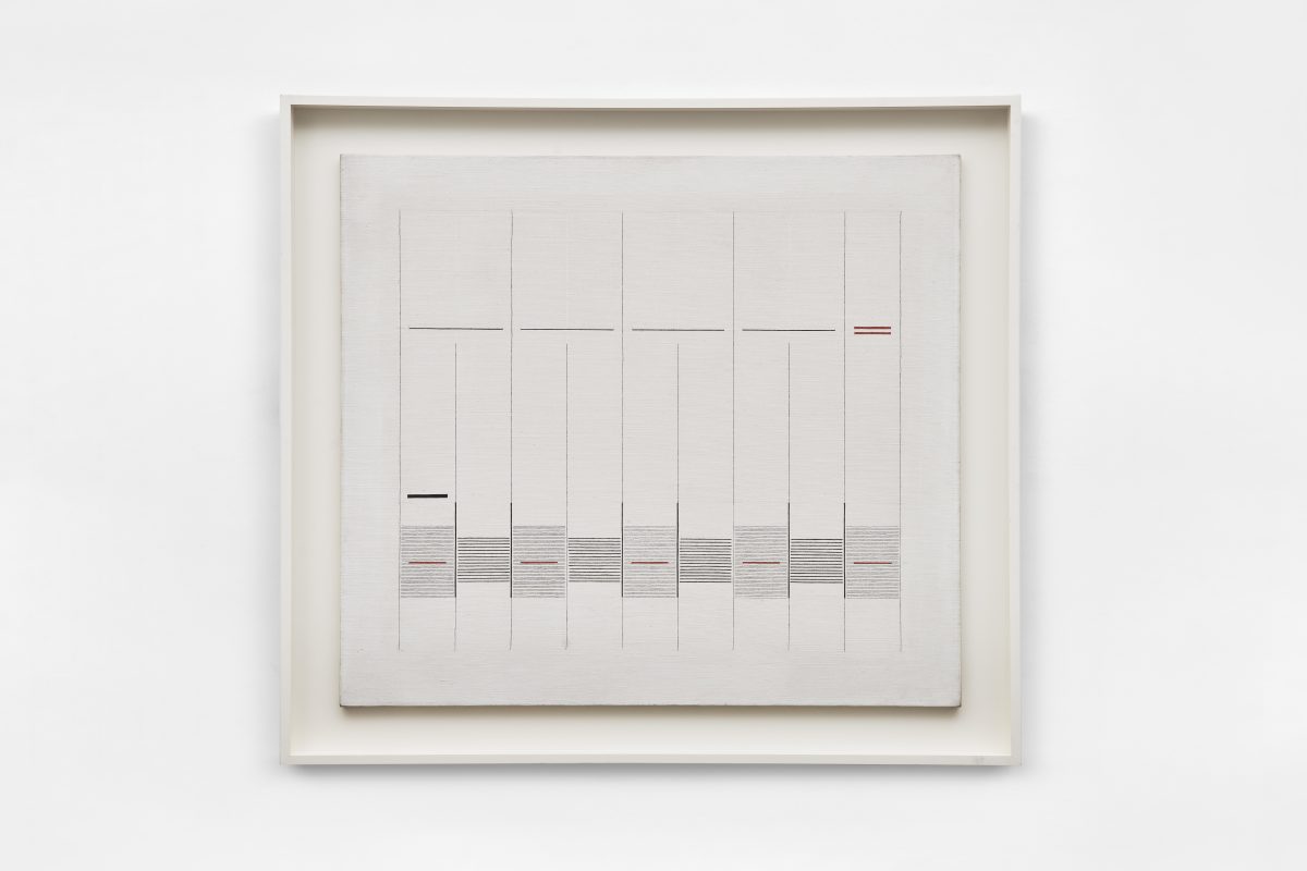 Bice Lazzari,<i> Acrilico n.6 [Acrylic no. 6] </i>, 1975 </br> acrylic on canvas </br> 107,3 x 118 x 6,3 cm / 42.2 x 46.5 x 2.5 in (framed)