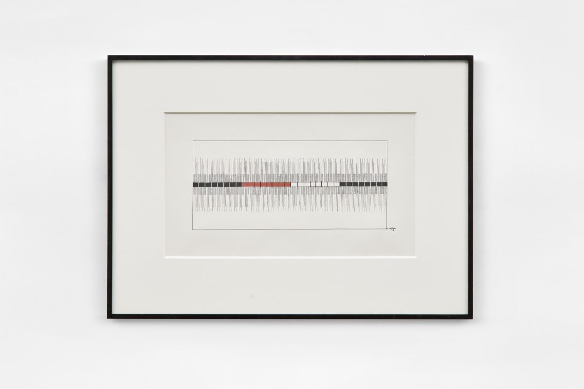 Bice Lazzari,<i> Composizione [Composition] </i>, 1968 </br>ink, acrylic and graphite on paper </br>48,3 x 66,7 x 3,2 cm / 19 x 26.3 x 1.3 in (framed)
