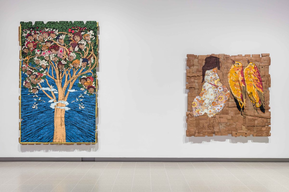 Andrea Bowers, <i>Dear Earth: Art and Hope in Time of Crisis</i>, 2023</br> installation view, Hayward Gallery, London>