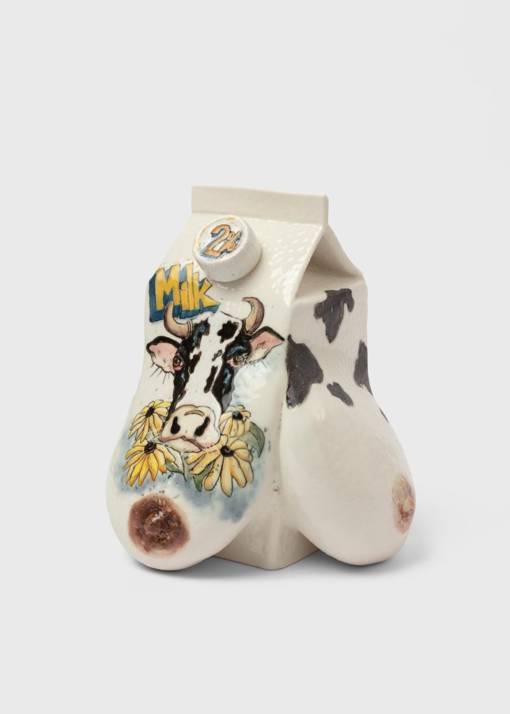 <i> Cow Milk Jug (2% Milk) </i>, 2023 </br>porcelain</br> 22 x 17 x 20 cm / 8.7 x 6.7 x 7.9 in>