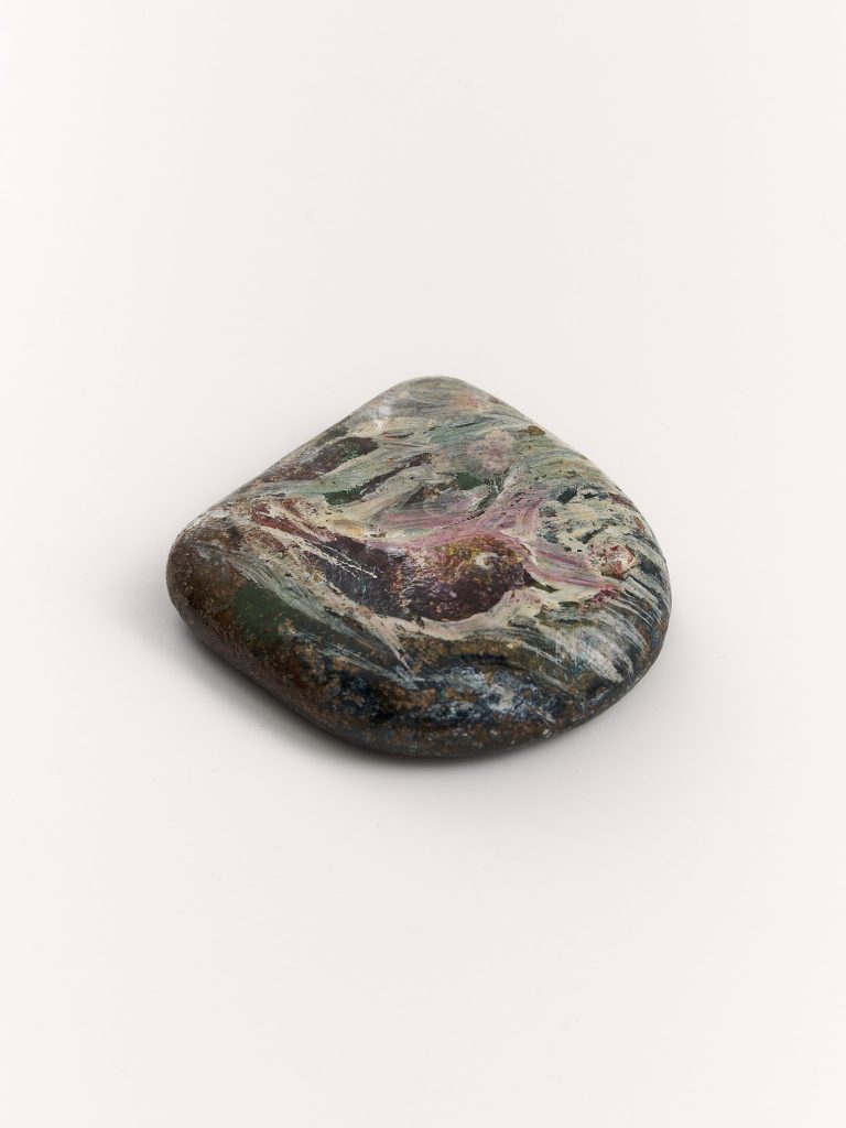 <i>Untitled</i>, undated</br>mixed media on stone</br>9 x 9 x 2.5 cm / 3.5 x 3.5 x 1 in