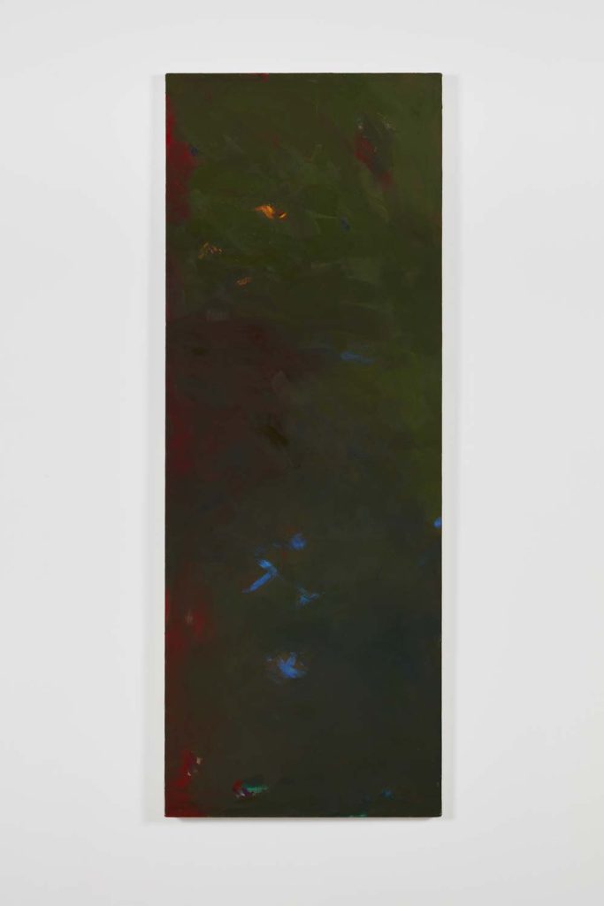 <i>Investigation into Green Untitled: Green b</I>, 1986
</br>
oil on canvas</br>
172,7 x 61 cm / 68 x 24 in>
