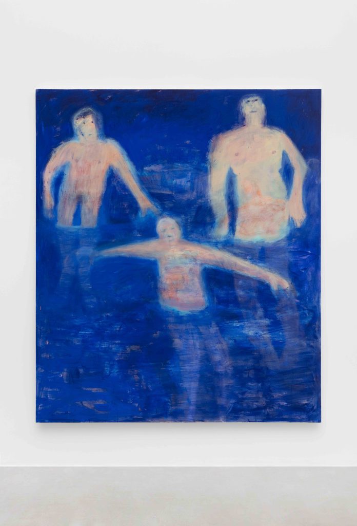 <i>Trio of Swimmers on Blue</I>, 2023</br>
acrylic on canvas</br>
203 x 172,5 cm / 80 x 68 in>