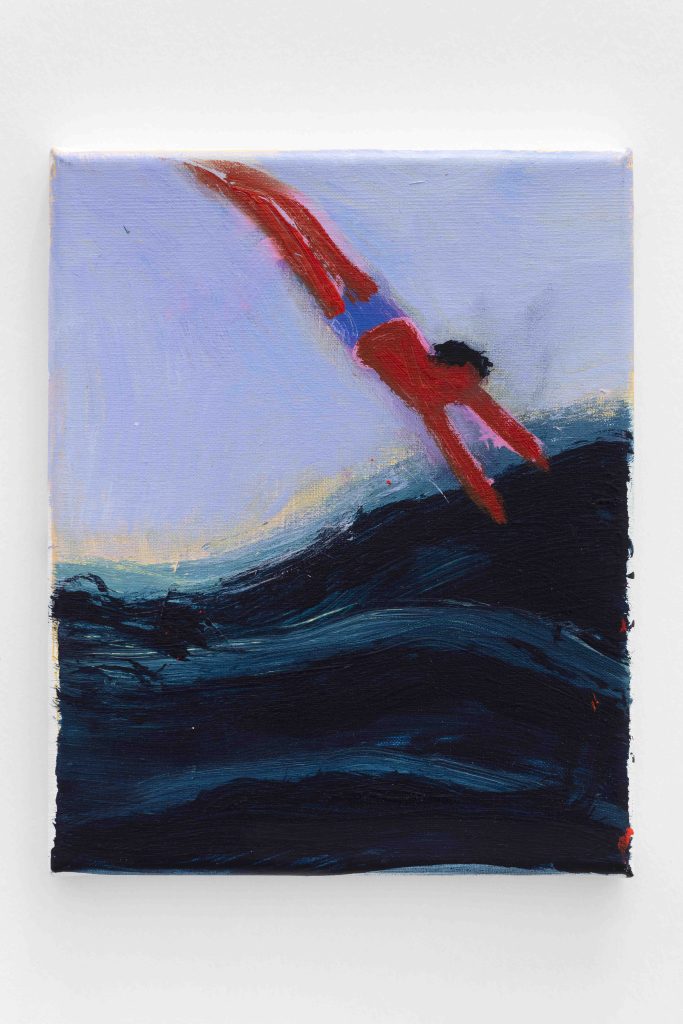 <i>Diver Dark Waves</I>, 2023</br>
acrylic on canvas</br>
25,5 x 20,5 cm / 10 x 8 in