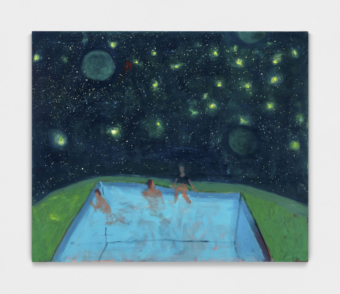 <i>Pool Under Thalo Green Sky</I>, 2023</br>
acrylic on canvas</br>
152,5 x 183 cm / 60 x 72 in