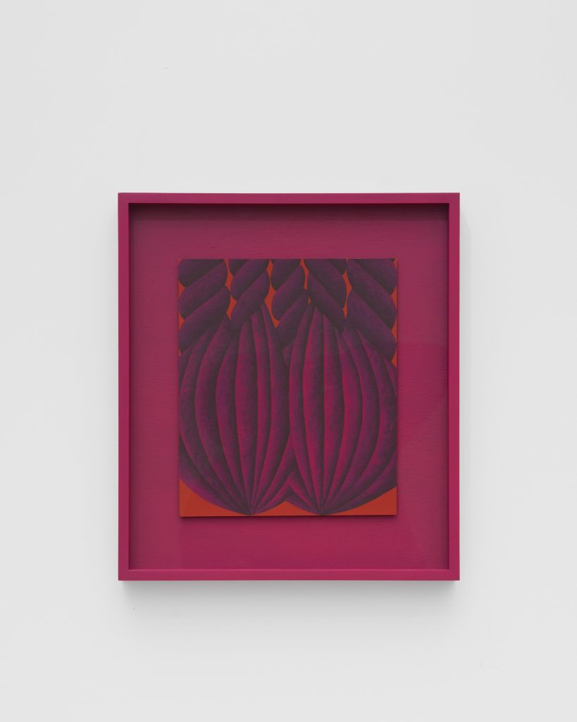 <i>Cocoons (Magenta and Burnt Orange)</I>, 2024</br> acrylic on paper</br>
37,5 x 33 x 4 cm / 14.5 x 13 x 1.5 in