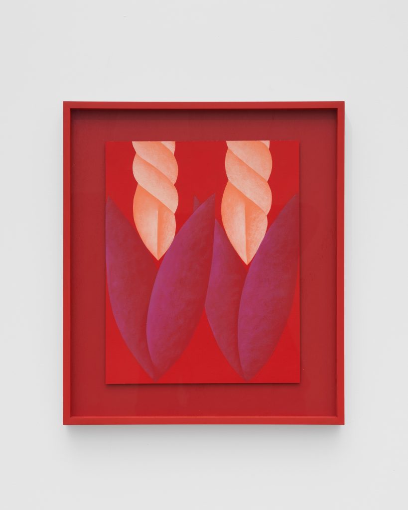 <i>Pincers (Purple, Peach, Red)</I>, 2024</br> acrylic on paper</br> 46 x 40 x 4 cm / 18 x 15.5 x 1.5 in