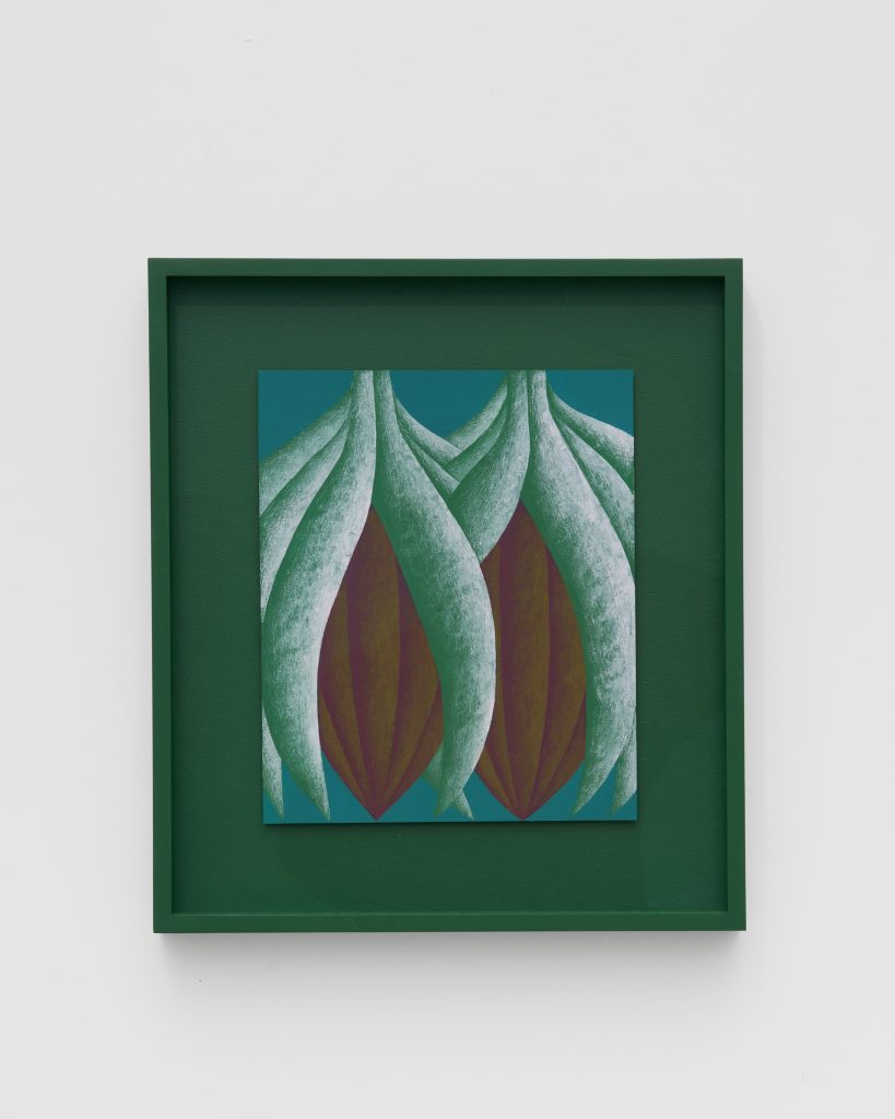 <i>Cocoons (Green and Turquoise)</I>, 2024</br>
acrylic on paper</br>
37,5 x 33 x 4 cm / 14.5 x 13 x 1.5 in