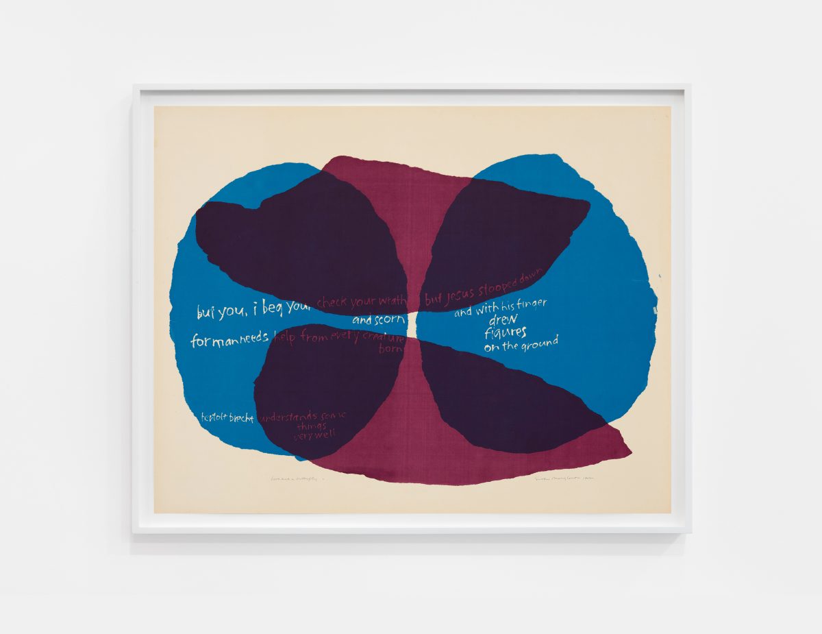 <i>love and a butterfly #2</i>, 1963 </br>
screenprint on paper</br>
71,1 x 86,4 cm / 28 x 34 in