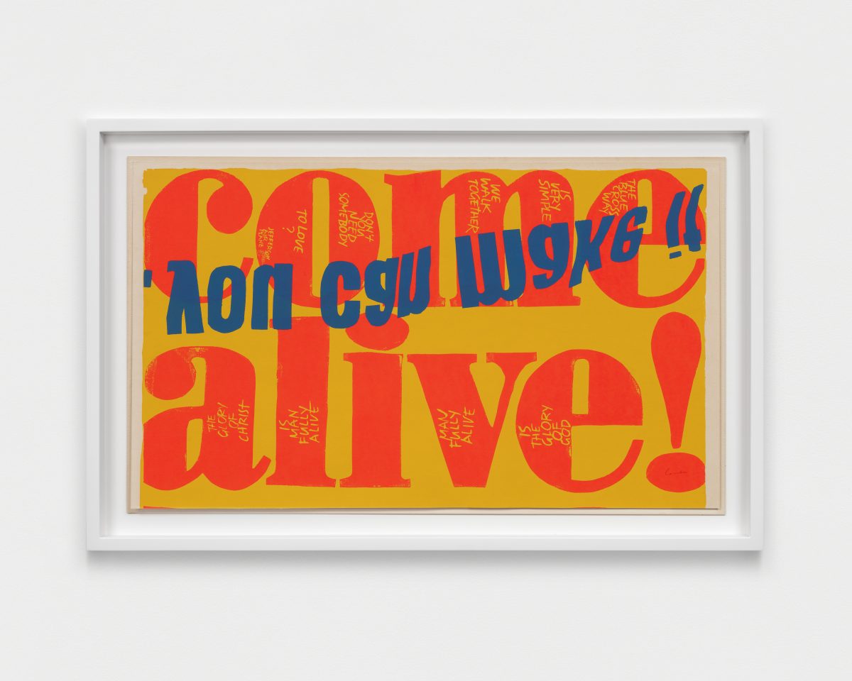 <i>come alive</i>, 1967 </br>
silkscreen on paper</br>
42,5 x 66,7 cm / 16.8 x 26.3 in