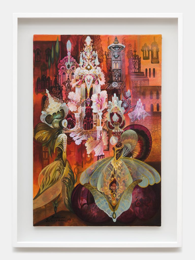 <i>Game of Masks (Jeux de masques)</i>, 1993 </br>
oil on canvas</br>60 x 40 cm / 23.6 x 15.8 in (unframed)
73 x 54 x 6.5 cm / 28.7 x 21.3 x 2.6 in (framed)