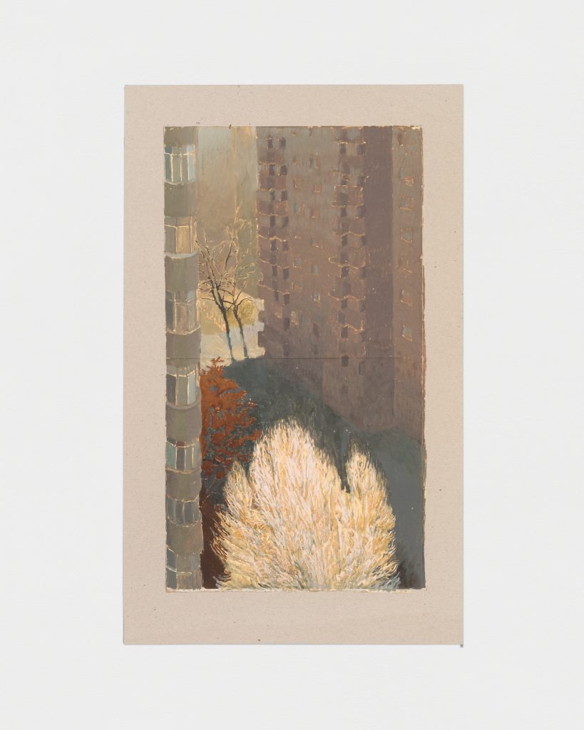 <i>dorneasca street,</i> 2003</br>
oil on cardboard </br> 51.1 x 31.1 cm / 20.1 x 12.3 in